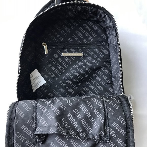 Steve Madden Bcat-n Black Nylon Backpack Bag 1 zip Outer Pocket 6.5"x … - Picture 6 of 8